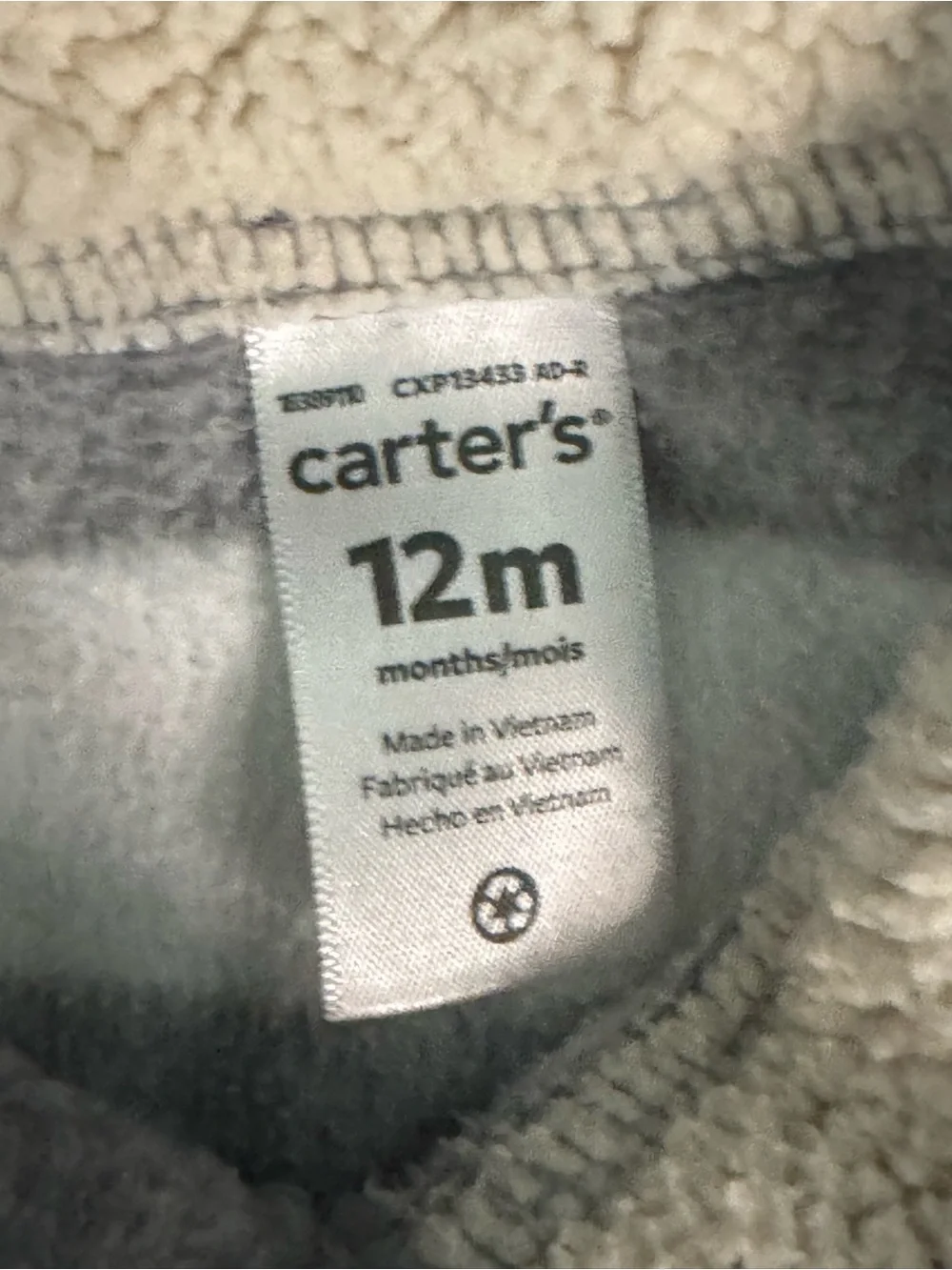 Carter's Gray & White Striped Sherpa-Collar Pullover